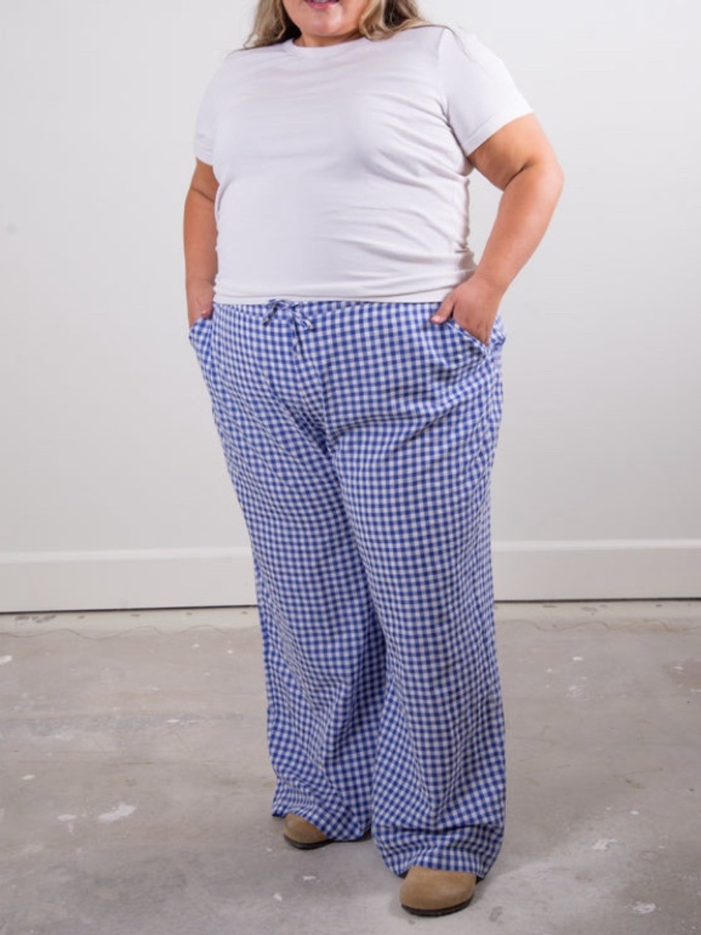 Sonderhaus The Perfect Pant Gingham Wide Leg Women’s Pull-On Lounge Pants Sz xL
